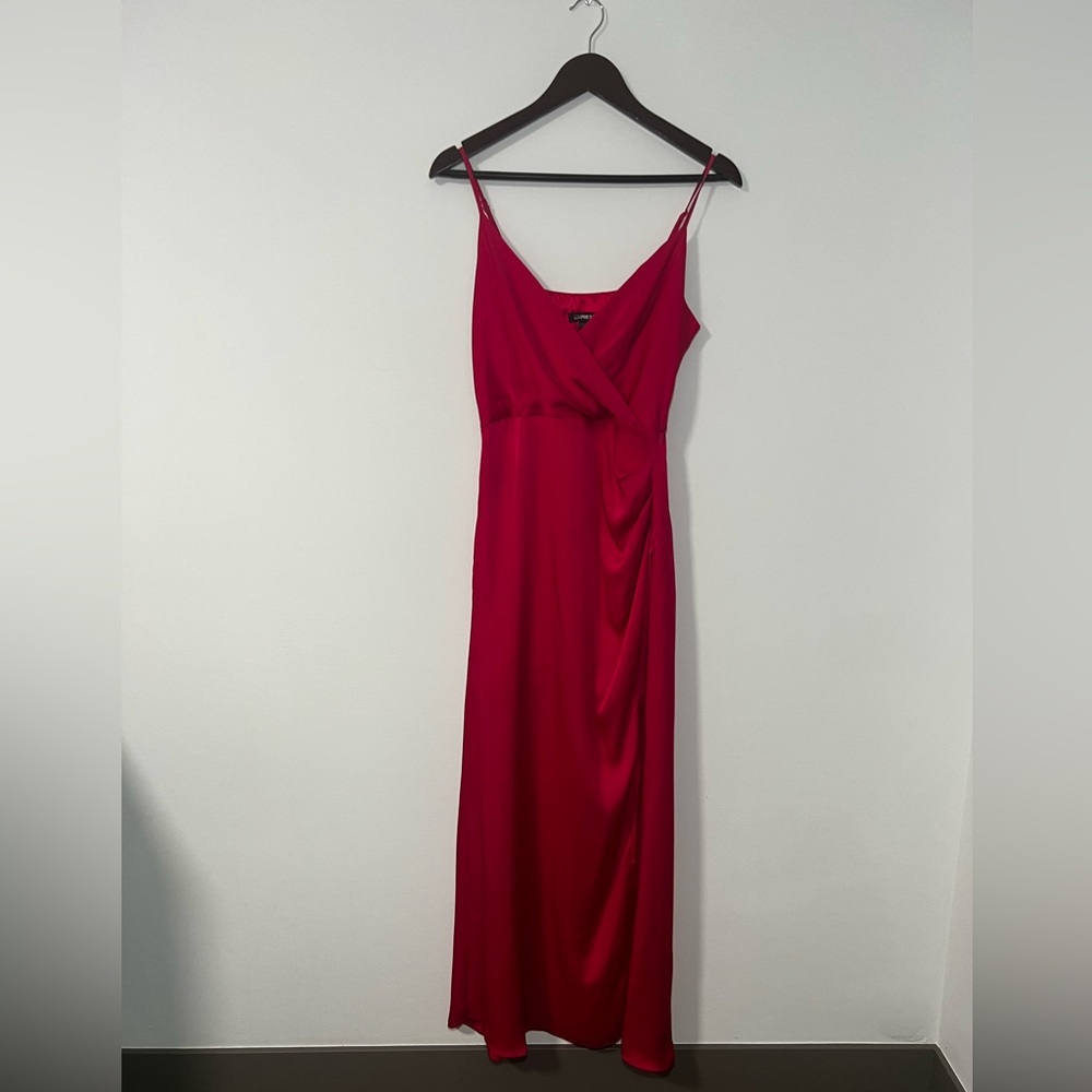 Express | Pink Satin Slip Dress with Slit